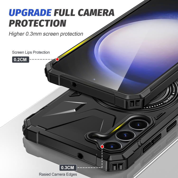 For Samsung Galaxy S25+ 5G MagSafe Magnetic Shockproof Phone Case with Ring Holder(Black) For Samsung Galaxy S25+ 5G MagSafe Magnetic Shockproof Phone Case with Ring Holder(Black)