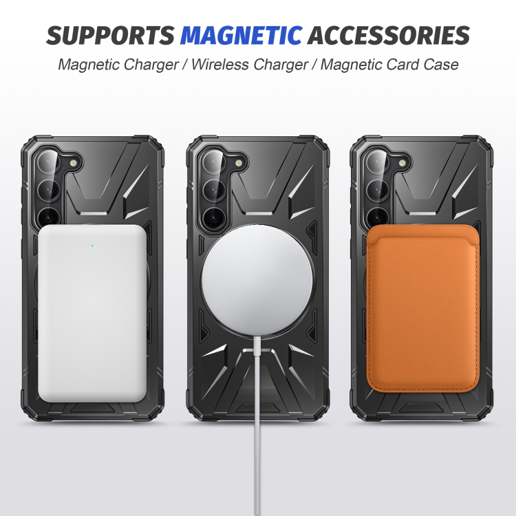 For Samsung Galaxy S25+ 5G MagSafe Magnetic Shockproof Phone Case with Ring Holder(Black) For Samsung Galaxy S25+ 5G MagSafe Magnetic Shockproof Phone Case with Ring Holder(Black)