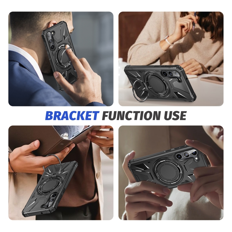 For Samsung Galaxy S25+ 5G MagSafe Magnetic Shockproof Phone Case with Ring Holder(Black) For Samsung Galaxy S25+ 5G MagSafe Magnetic Shockproof Phone Case with Ring Holder(Black)