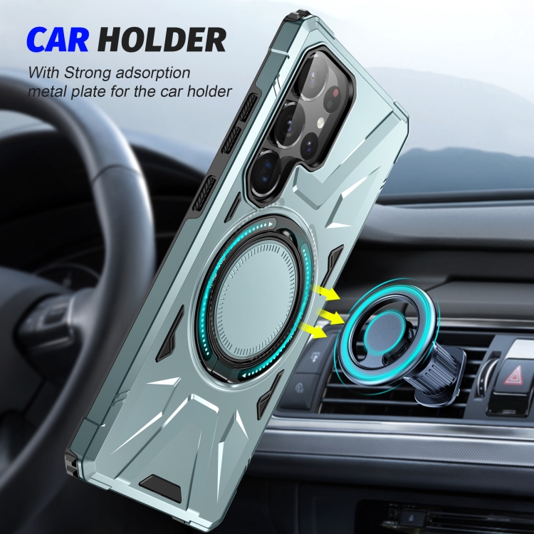 For Samsung Galaxy S25 Ultra 5G MagSafe Magnetic Shockproof Phone Case with Ring Holder(Green) For Samsung Galaxy S25 Ultra 5G MagSafe Magnetic Shockproof Phone Case with Ring Holder(Green)