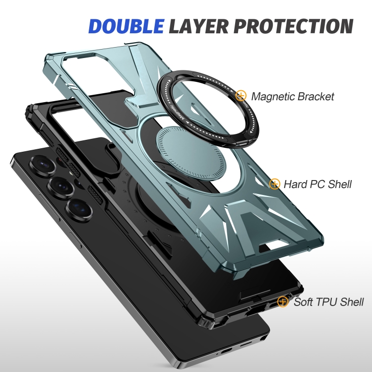 For Samsung Galaxy S25 Ultra 5G MagSafe Magnetic Shockproof Phone Case with Ring Holder(Green) For Samsung Galaxy S25 Ultra 5G MagSafe Magnetic Shockproof Phone Case with Ring Holder(Green)