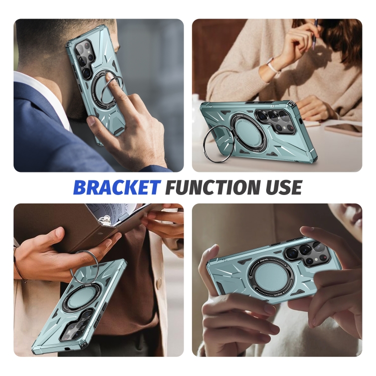 For Samsung Galaxy S25 Ultra 5G MagSafe Magnetic Shockproof Phone Case with Ring Holder(Green) For Samsung Galaxy S25 Ultra 5G MagSafe Magnetic Shockproof Phone Case with Ring Holder(Green)