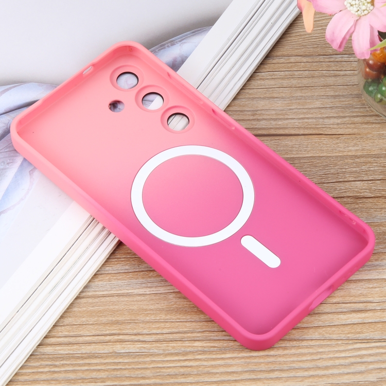 For Samsung Galaxy S25 5G Liquid TPU Silicone Gradient MagSafe Phone Case(Pink Red) For Samsung Galaxy S25 5G Liquid TPU Silicone Gradient MagSafe Phone Case(Pink Red)
