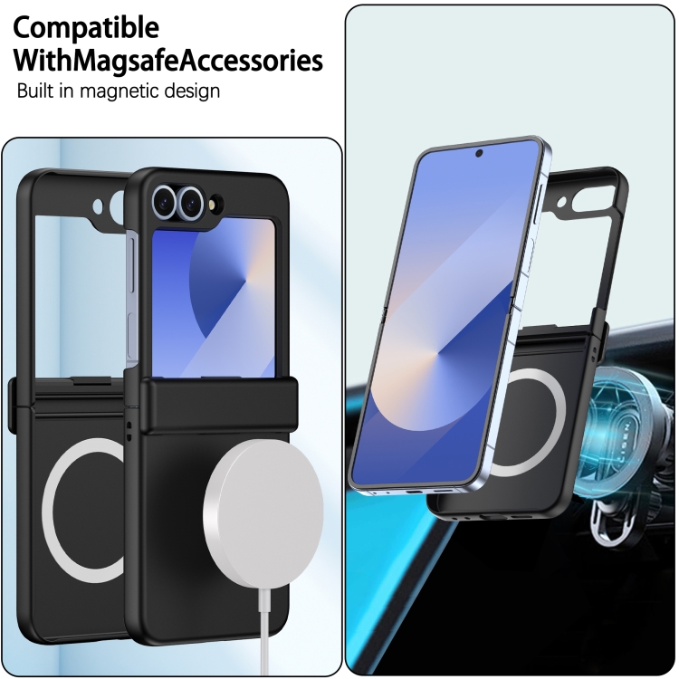 For Samsung Galaxy Z Flip6 Hinge MagSafe PC Full Coverage Phone Case(Black)