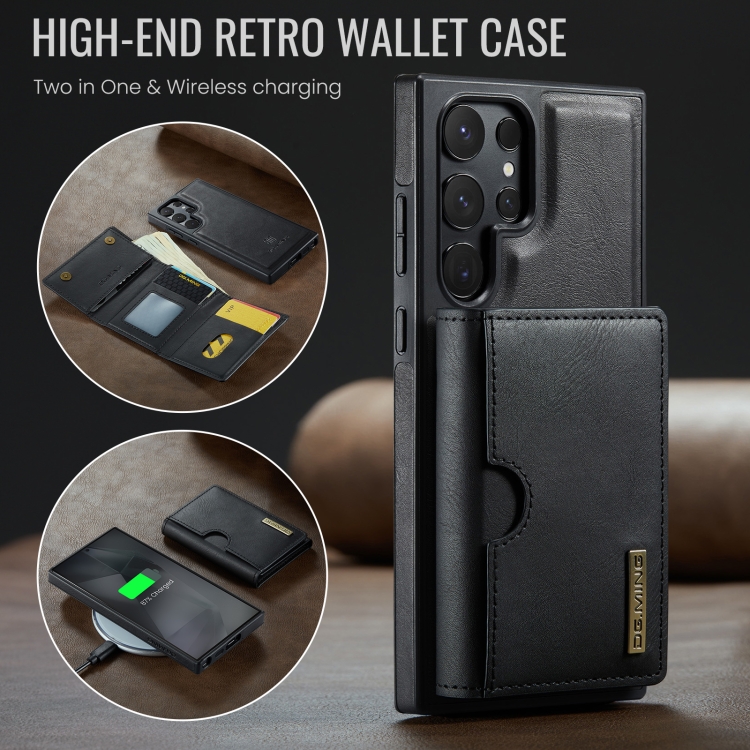For Samsung Galaxy S24 Ultra 5G DG.MING M6 Series RFID Tri-fold Card Bag Removable Leather Phone Case(Black) For Samsung Galaxy S24 Ultra 5G DG.MING M6 Series RFID Tri-fold Card Bag Removable Leather Phone Case(Black)