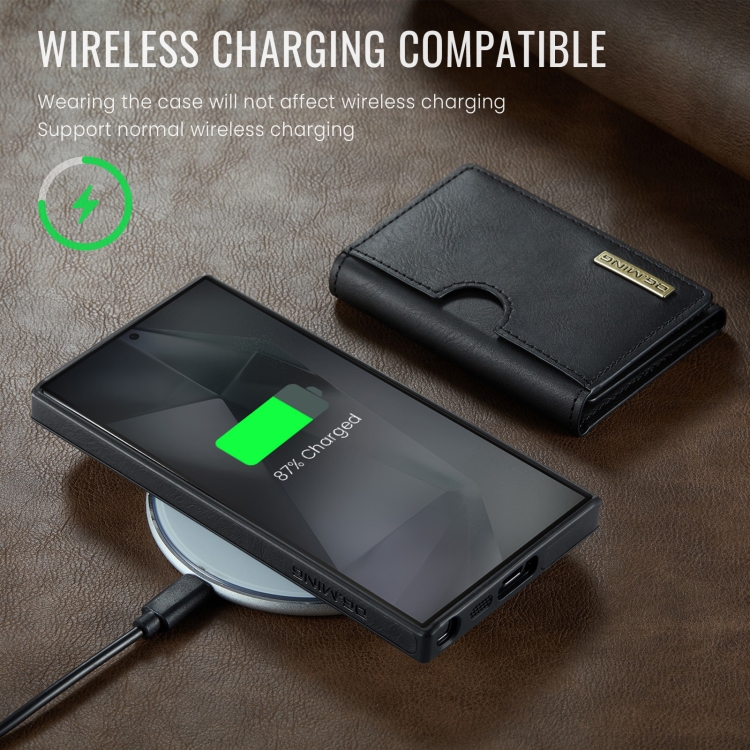 For Samsung Galaxy S24 Ultra 5G DG.MING M6 Series RFID Tri-fold Card Bag Removable Leather Phone Case(Black) For Samsung Galaxy S24 Ultra 5G DG.MING M6 Series RFID Tri-fold Card Bag Removable Leather Phone Case(Black)