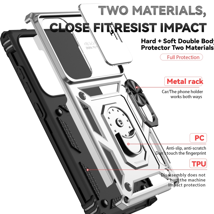 For Samsung Galaxy S25 Ultra 5G Sliding Camshield Holder Phone Case(Silver) For Samsung Galaxy S25 Ultra 5G Sliding Camshield Holder Phone Case(Silver)