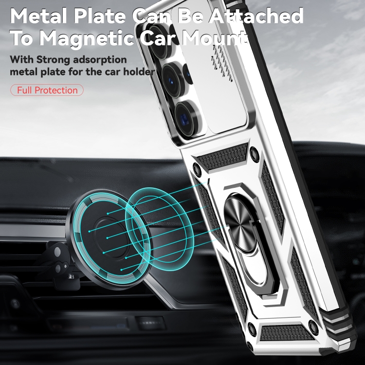 For Samsung Galaxy S25 Ultra 5G Sliding Camshield Holder Phone Case(Silver) For Samsung Galaxy S25 Ultra 5G Sliding Camshield Holder Phone Case(Silver)