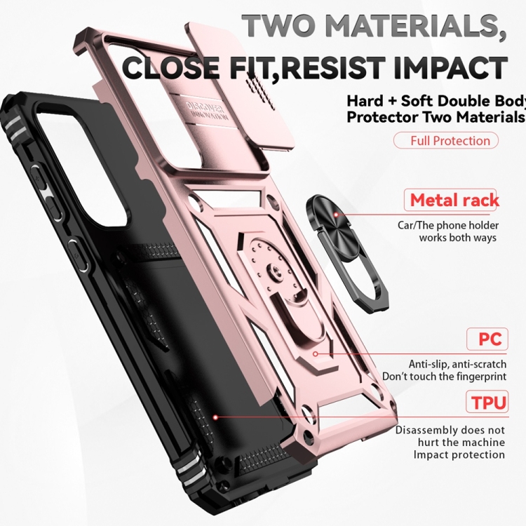 For Samsung Galaxy S24 FE 5G Sliding Camshield Holder Phone Case(Rose Gold) For Samsung Galaxy S24 FE 5G Sliding Camshield Holder Phone Case(Rose Gold)