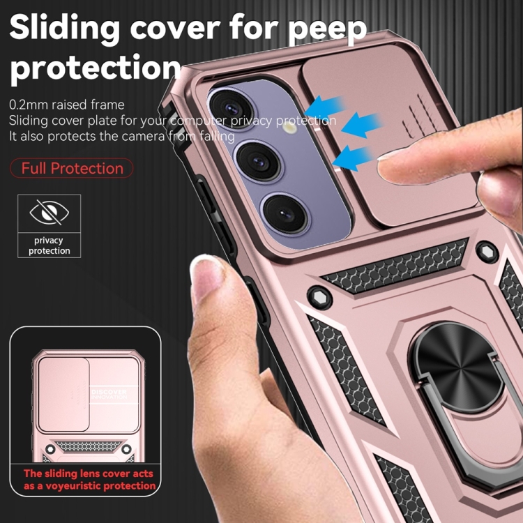 For Samsung Galaxy S24 FE 5G Sliding Camshield Holder Phone Case(Rose Gold) For Samsung Galaxy S24 FE 5G Sliding Camshield Holder Phone Case(Rose Gold)