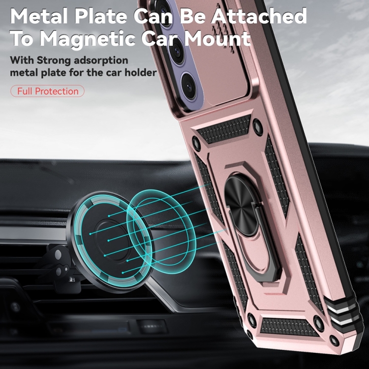 For Samsung Galaxy S24 FE 5G Sliding Camshield Holder Phone Case(Rose Gold) For Samsung Galaxy S24 FE 5G Sliding Camshield Holder Phone Case(Rose Gold)