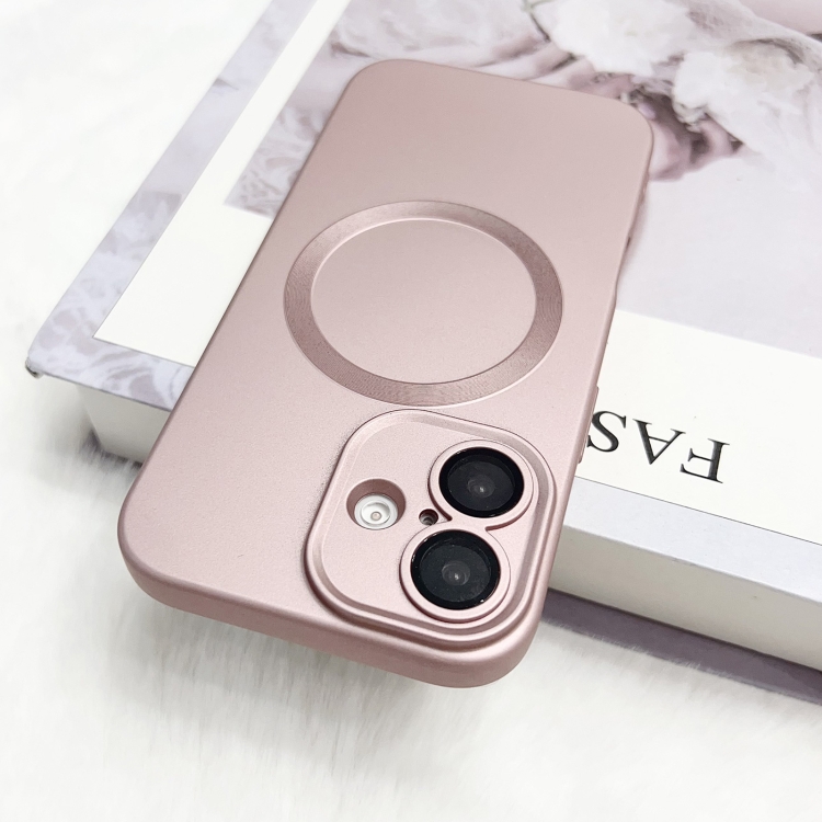 For iPhone 16 Metallic Paint CD Texture MagSafe TPU Phone Case(Pink) For iPhone 16 Metallic Paint CD Texture MagSafe TPU Phone Case(Pink)