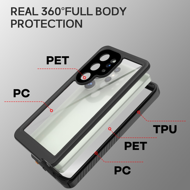 For Samsung Galaxy S25 Ultra 5G RedPepper IP68 Waterproof Triple-proof Phone Case(Black) For Samsung Galaxy S25 Ultra 5G RedPepper IP68 Waterproof Triple-proof Phone Case(Black)