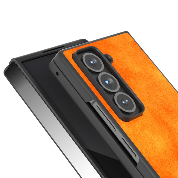 For Samsung Galaxy Z Fold Special Dual Color Lichi Texture PU Phone Case(Orange) For Samsung Galaxy Z Fold Special Dual Color Lichi Texture PU Phone Case(Orange)