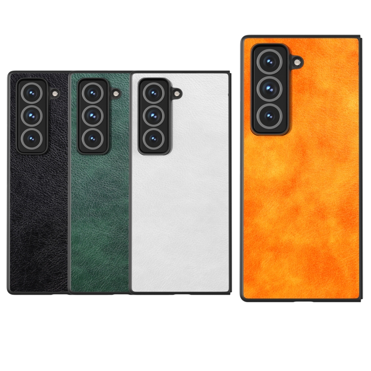 For Samsung Galaxy Z Fold Special Dual Color Lichi Texture PU Phone Case(Orange) For Samsung Galaxy Z Fold Special Dual Color Lichi Texture PU Phone Case(Orange)