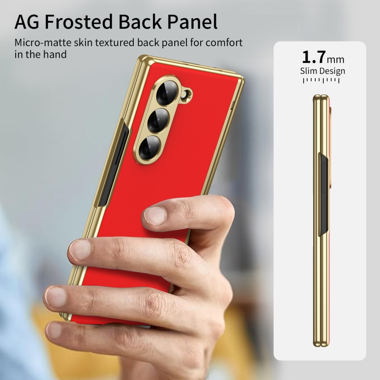 For Samsung Galaxy Z Fold5 Integrated AG Frosted Vacuum Plating Phone Case(Red) For Samsung Galaxy Z Fold5 Integrated AG Frosted Vacuum Plating Phone Case(Red)