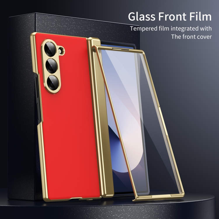 For Samsung Galaxy Z Fold5 Integrated AG Frosted Vacuum Plating Phone Case(Red) For Samsung Galaxy Z Fold5 Integrated AG Frosted Vacuum Plating Phone Case(Red)