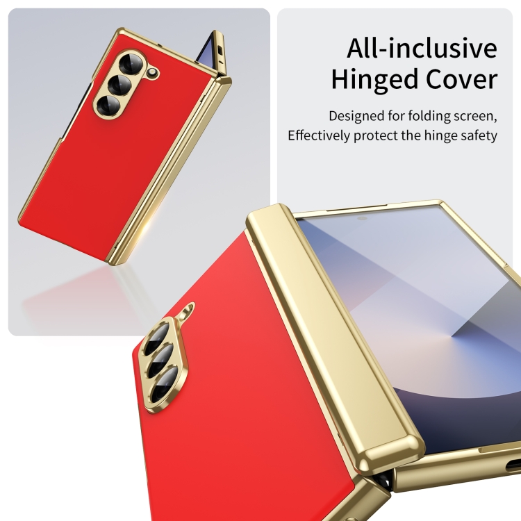 For Samsung Galaxy Z Fold5 Integrated AG Frosted Vacuum Plating Phone Case(Red) For Samsung Galaxy Z Fold5 Integrated AG Frosted Vacuum Plating Phone Case(Red)