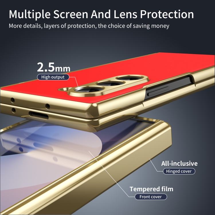 For Samsung Galaxy Z Fold5 Integrated AG Frosted Vacuum Plating Phone Case(Red) For Samsung Galaxy Z Fold5 Integrated AG Frosted Vacuum Plating Phone Case(Red)