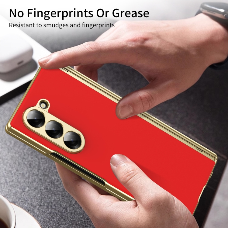For Samsung Galaxy Z Fold5 Integrated AG Frosted Vacuum Plating Phone Case(Red) For Samsung Galaxy Z Fold5 Integrated AG Frosted Vacuum Plating Phone Case(Red)