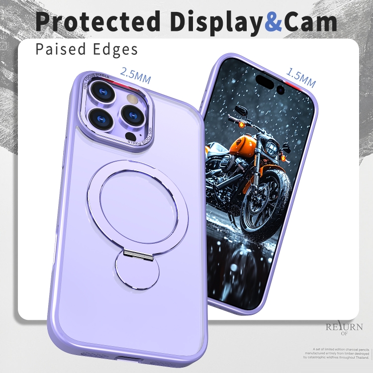 For iPhone 15 Wing Series Gen2 MagSafe Metal Ring Holder Phone Case(Light Purple) For iPhone 15 Wing Series Gen2 MagSafe Metal Ring Holder Phone Case(Light Purple)