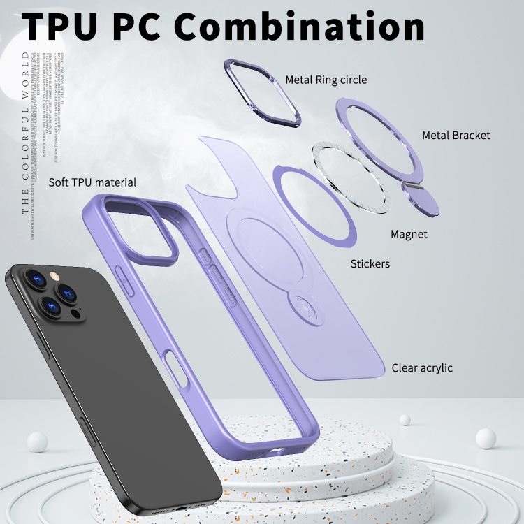 For iPhone 15 Wing Series Gen2 MagSafe Metal Ring Holder Phone Case(Light Purple) For iPhone 15 Wing Series Gen2 MagSafe Metal Ring Holder Phone Case(Light Purple)
