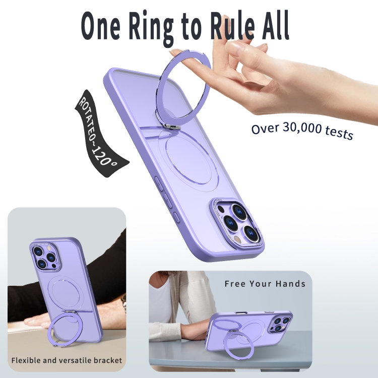 For iPhone 15 Wing Series Gen2 MagSafe Metal Ring Holder Phone Case(Light Purple) For iPhone 15 Wing Series Gen2 MagSafe Metal Ring Holder Phone Case(Light Purple)