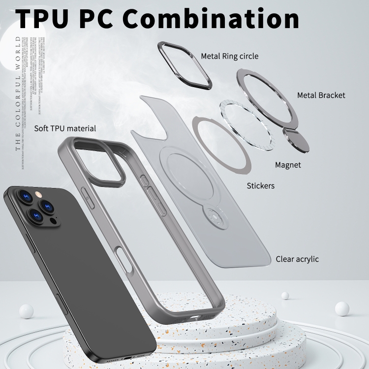 For iPhone 14 Wing Series Gen2 MagSafe Metal Ring Holder Phone Case(Titanium Gray) - 4