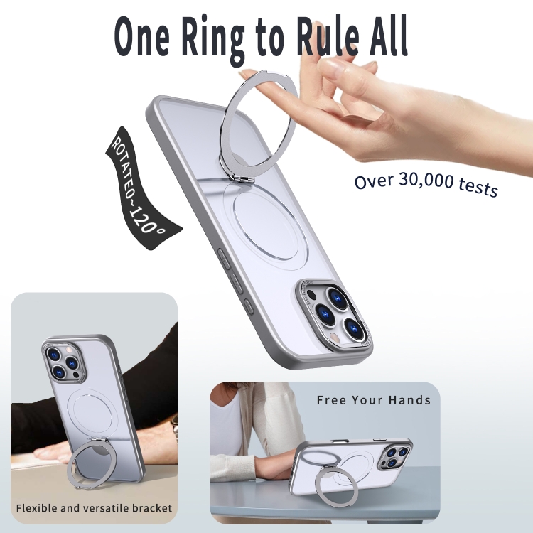 For iPhone 14 Wing Series Gen2 MagSafe Metal Ring Holder Phone Case(Titanium Gray) - 5