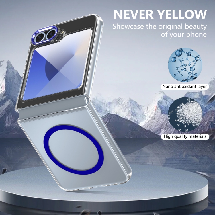 For Samsung Galaxy Z Flip6 lce Folding Series MagSafe Integrated Clear PC Phone Case(Royal Blue) For Samsung Galaxy Z Flip6 lce Folding Series MagSafe Integrated Clear PC Phone Case(Royal Blue)