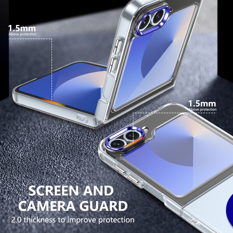 For Samsung Galaxy Z Flip6 lce Folding Series MagSafe Integrated Clear PC Phone Case(Royal Blue) For Samsung Galaxy Z Flip6 lce Folding Series MagSafe Integrated Clear PC Phone Case(Royal Blue)