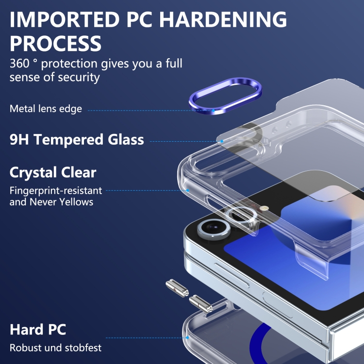 For Samsung Galaxy Z Flip6 lce Folding Series MagSafe Integrated Clear PC Phone Case(Royal Blue) For Samsung Galaxy Z Flip6 lce Folding Series MagSafe Integrated Clear PC Phone Case(Royal Blue)