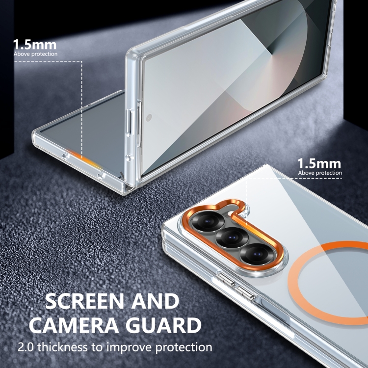 For Samsung Galaxy Z Fold6 lce Folding Series MagSafe Integrated Clear PC Phone Case(Orange) For Samsung Galaxy Z Fold6 lce Folding Series MagSafe Integrated Clear PC Phone Case(Orange)