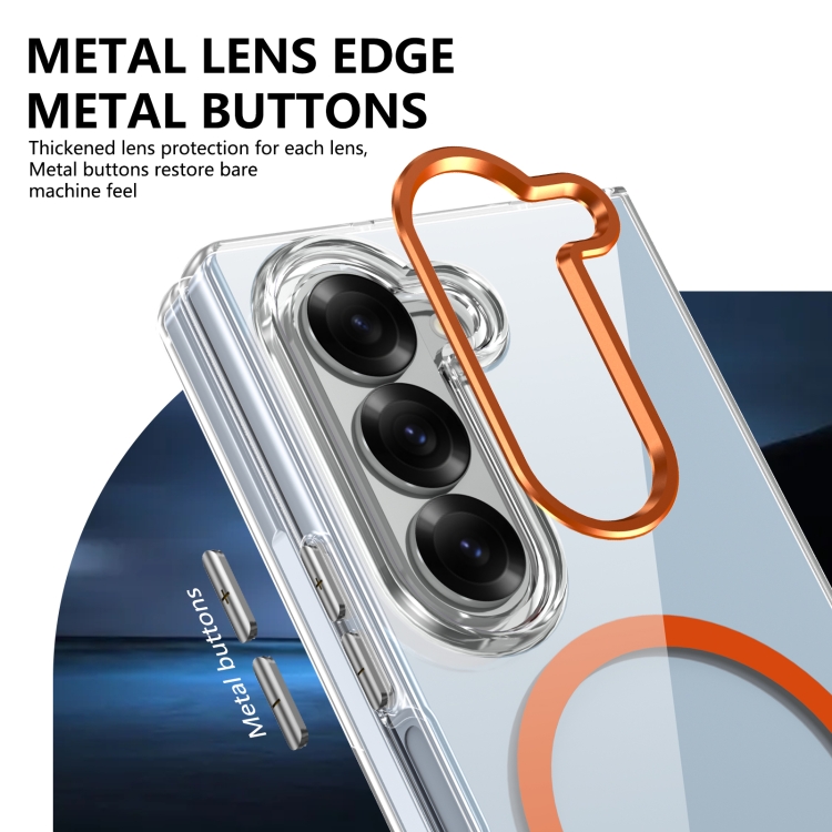 For Samsung Galaxy Z Fold6 lce Folding Series MagSafe Integrated Clear PC Phone Case(Orange) For Samsung Galaxy Z Fold6 lce Folding Series MagSafe Integrated Clear PC Phone Case(Orange)