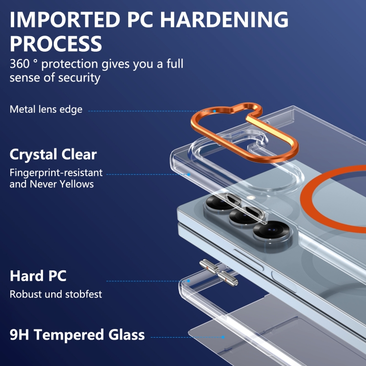 For Samsung Galaxy Z Fold6 lce Folding Series MagSafe Integrated Clear PC Phone Case(Orange) For Samsung Galaxy Z Fold6 lce Folding Series MagSafe Integrated Clear PC Phone Case(Orange)
