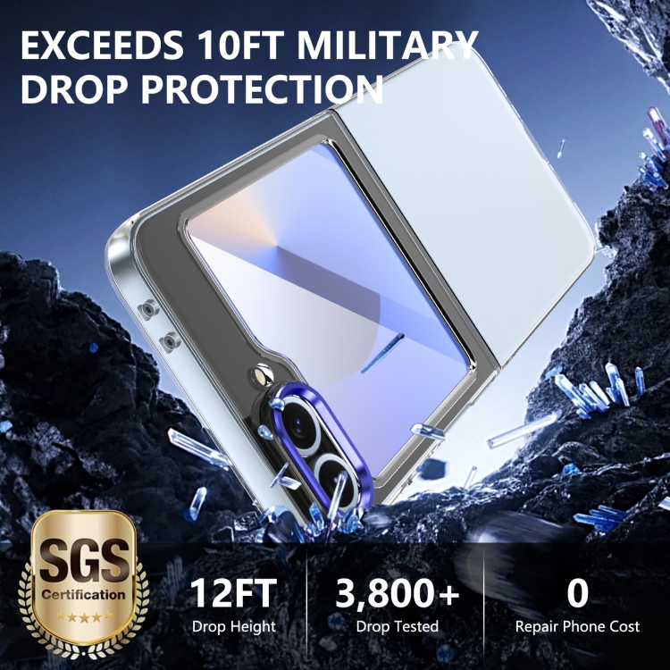 For Samsung Galaxy Z Flip6 lce Folding Series Integrated Clear PC Phone Case(Royal Blue) For Samsung Galaxy Z Flip6 lce Folding Series Integrated Clear PC Phone Case(Royal Blue)