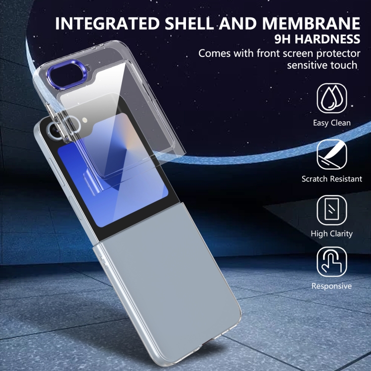 For Samsung Galaxy Z Flip6 lce Folding Series Integrated Clear PC Phone Case(Royal Blue) For Samsung Galaxy Z Flip6 lce Folding Series Integrated Clear PC Phone Case(Royal Blue)