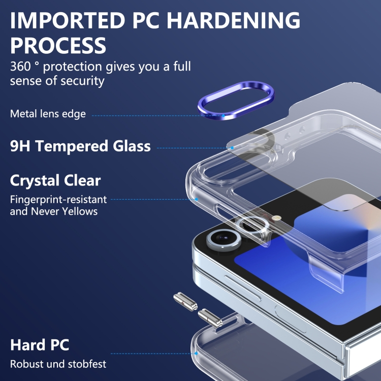 For Samsung Galaxy Z Flip6 lce Folding Series Integrated Clear PC Phone Case(Royal Blue) For Samsung Galaxy Z Flip6 lce Folding Series Integrated Clear PC Phone Case(Royal Blue)