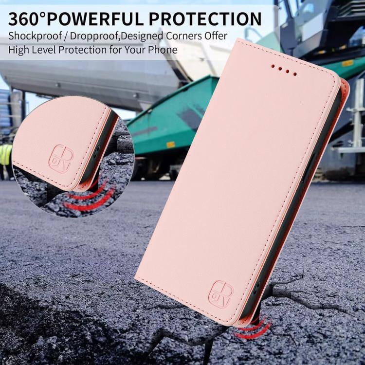 For Redmi Note 14 Pro 4G RC01 Dual-Folded Magnetic Suction RFID Leather Phone Case(Pink)