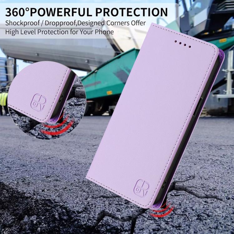For Redmi Note 14 Pro 4G RC01 Dual-Folded Magnetic Suction RFID Leather Phone Case(Light Purple)