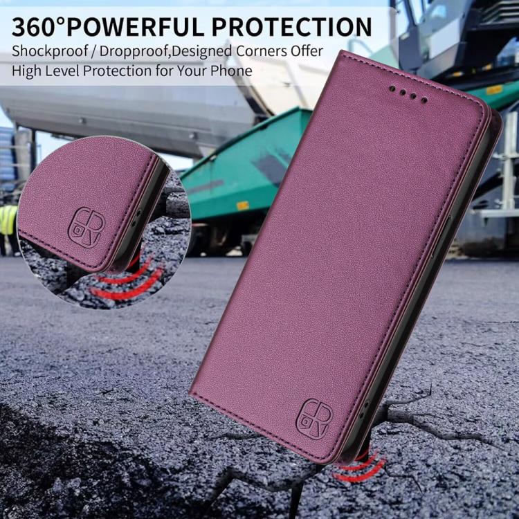 For Redmi Note 14 4G 164.84mm EU Version RC01 Dual-Folded Magnetic Suction RFID Leather Phone Case(Violet)