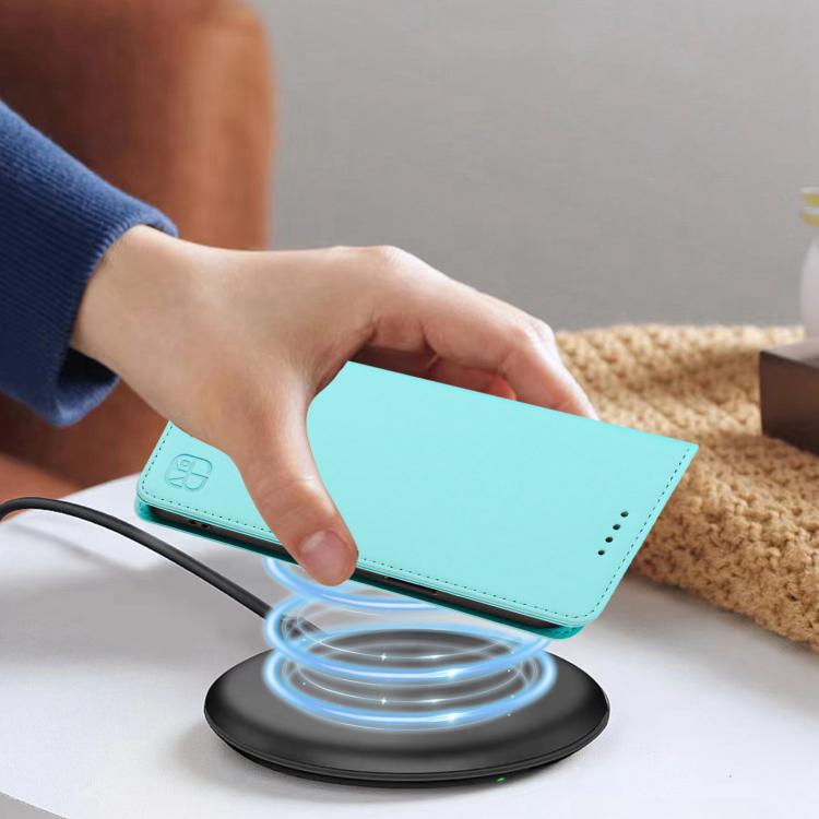For Redmi Note 15 Pro 5G Global 163.6mm RC01 Dual-Folded Magnetic Suction RFID Leather Phone Case(Mint Green)