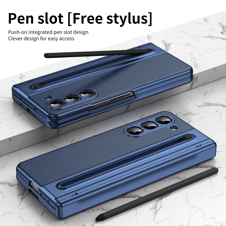 For Samsung Galaxy Z Fold5 Integrated PC + PU Phone Case with Pen / Pen Box(Blue) For Samsung Galaxy Z Fold5 Integrated PC + PU Phone Case with Pen / Pen Box(Blue)
