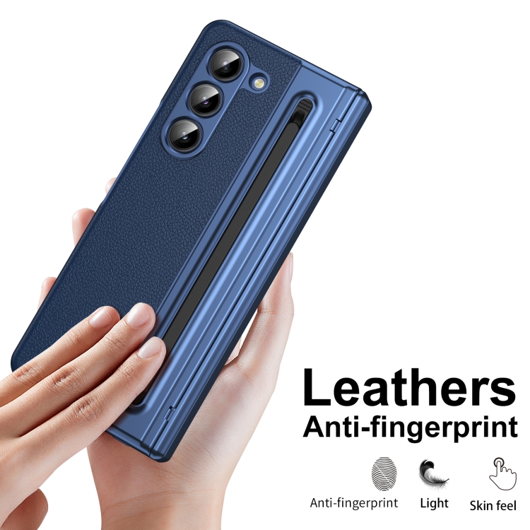 For Samsung Galaxy Z Fold5 Integrated PC + PU Phone Case with Pen / Pen Box(Blue) For Samsung Galaxy Z Fold5 Integrated PC + PU Phone Case with Pen / Pen Box(Blue)