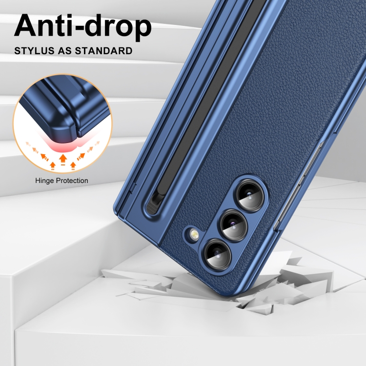 For Samsung Galaxy Z Fold5 Integrated PC + PU Phone Case with Pen / Pen Box(Blue) For Samsung Galaxy Z Fold5 Integrated PC + PU Phone Case with Pen / Pen Box(Blue)