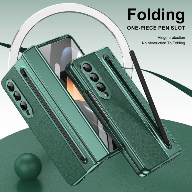 For Samsung Galaxy Z Fold4 Integrated PC + PU Phone Case with Pen / Pen Box(Green) For Samsung Galaxy Z Fold4 Integrated PC + PU Phone Case with Pen / Pen Box(Green)