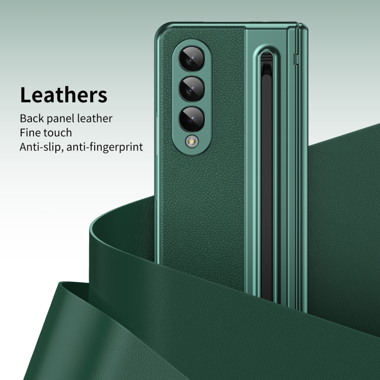 For Samsung Galaxy Z Fold4 Integrated PC + PU Phone Case with Pen / Pen Box(Green) For Samsung Galaxy Z Fold4 Integrated PC + PU Phone Case with Pen / Pen Box(Green)