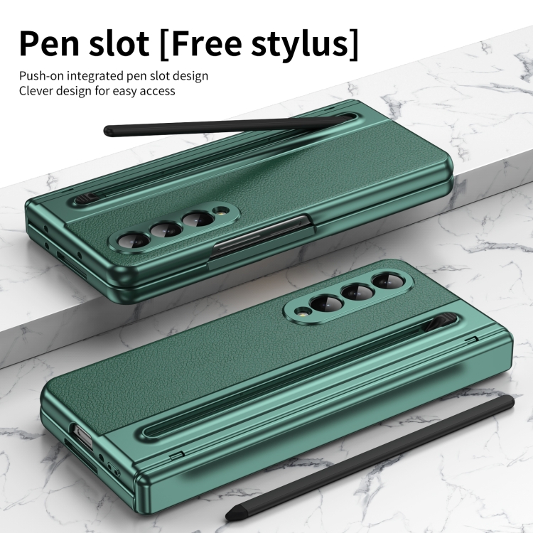 For Samsung Galaxy Z Fold4 Integrated PC + PU Phone Case with Pen / Pen Box(Green) For Samsung Galaxy Z Fold4 Integrated PC + PU Phone Case with Pen / Pen Box(Green)