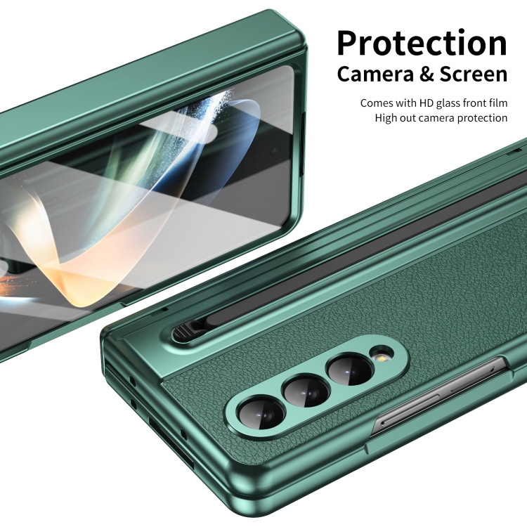 For Samsung Galaxy Z Fold4 Integrated PC + PU Phone Case with Pen / Pen Box(Green) For Samsung Galaxy Z Fold4 Integrated PC + PU Phone Case with Pen / Pen Box(Green)