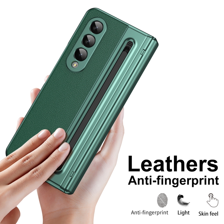 For Samsung Galaxy Z Fold4 Integrated PC + PU Phone Case with Pen / Pen Box(Green) For Samsung Galaxy Z Fold4 Integrated PC + PU Phone Case with Pen / Pen Box(Green)